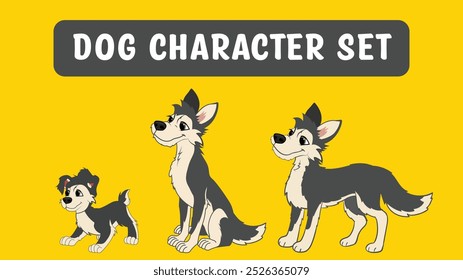 dog cartoon character set illustration