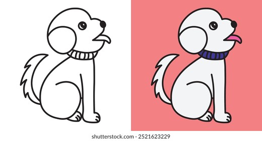 dog cartoon, children's coloring book. Coloring book of cute cartoon pictures, cute anime. Vector illustration with colored background.