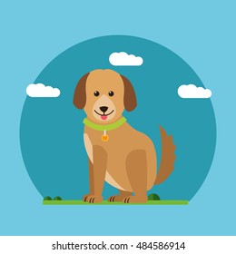Dog cartoon with clouds design