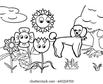 dog cartoon Coloring book vector
