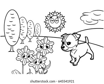 dog cartoon Coloring book vector
