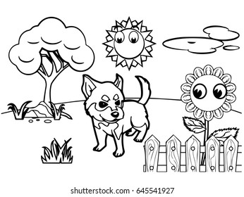 dog cartoon Coloring book vector
