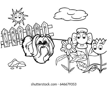 dog cartoon Coloring book vector
