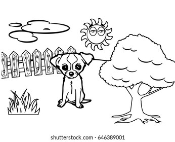 dog cartoon Coloring book white background vector
