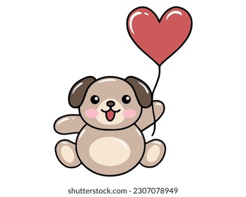 Dog Cartoon Cute for Valentines Day