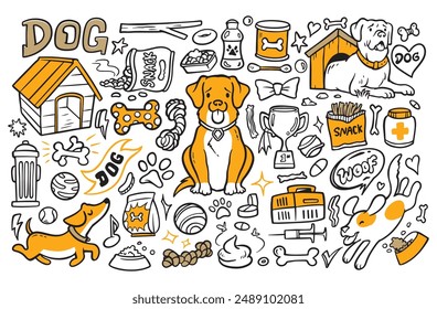 Doodles de dibujos animados de perro. lindo Vector de perro