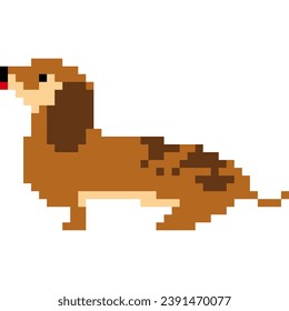 Dog cartoon icon in pixel style