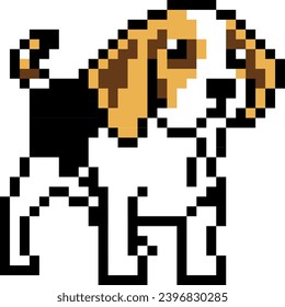 Dog cartoon icon in pixel style