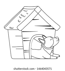 Dog cartoon inside house design