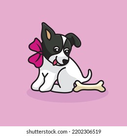 Caricatura de perro Mascota Gracioso Vector Sonrisa Felicidad Huesos graciosos comidos