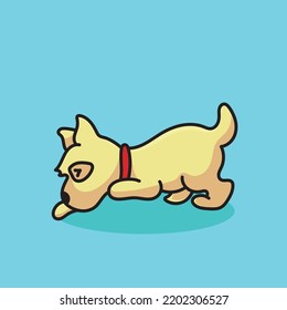 Dog Cartoon Mascot Funny Vector Smile Happiness Fun Cute Sleeping
