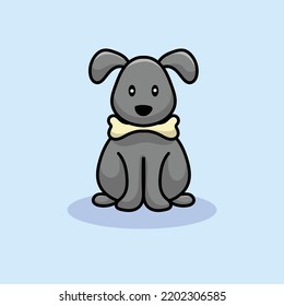 Dog Cartoon Mascot Funny Vector Smile Happiness Fun Cute Eat Bones
