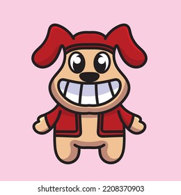 Dog Cartoon Mascot Funny Vector Smile Happiness Fun Cute Red Casual