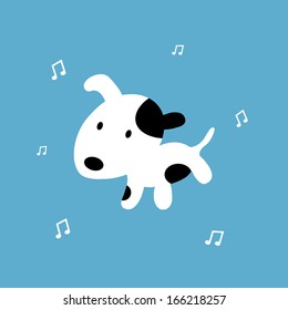 dog cartoon on blue background