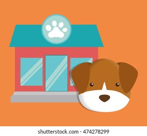 dog cartoon pet shop animal con. Colorful and flat design. Vector illustration