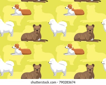 Dog Cartoon Seamless Wallpaper Welsh Sheepdog