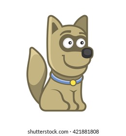 Dog. Cartoon Style Funny Animal on White Background. Vector illustration