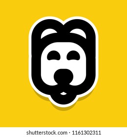 Dog cartoon style vector icon, funny and cute puppy face, vet clinic logo template.