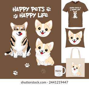 Dog Cartoon vector  design ,Create trendy  t shirt, mug, bag, pillow design