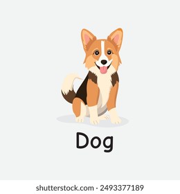 Dog Cartoon Vector Illustration for Kids Learning, Posters, Cards, and Sublimation Prints on White Background