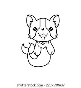 Dog Cartoon  vector illustration template for Coloring book. Drawing lesson for children	