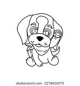 Dog Cartoon vector illustration template for Coloring book Drawing lesson for children
