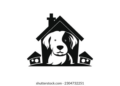  Dog Castle pet logo Minimal Vector Logo Design Tshirt Sublimation Illustration Tattoo Art