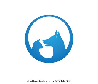 Dog and cat animal logo