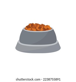 Dog, cat, animal or pet full food bowl vector illustration. Simple clipart logo icon flat design. Eps 10