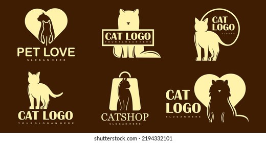 Dog and cat , animal pet , icon set logo design inspiration