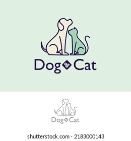 Dog and cat animal veterinary sign Logo design Template