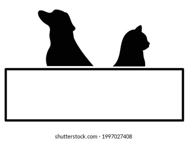 Dog Cat Banner Frame Black White Stock Vector (Royalty Free) 1997027408 ...