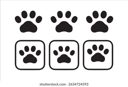 Dog, Cat, and Bear Paw Icon Set, Collection in Black, Victor illustration eps 10