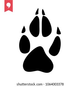 Dog cat or bear paw print flat icon for animal apps and websites