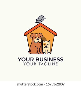 Dog Cat Bird Pet shop vector logo template