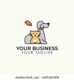 Dog Cat Bird Pet shop vector logo template