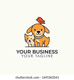 Dog Cat Bird Pet Shop Vector Logo Template