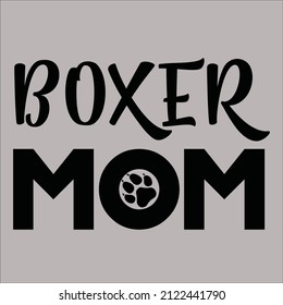 Dog, Cat, Boxer and Birthday Mom Beautiful greeting scratched calligraphy black text and gold graphics. Pet mom quote. 