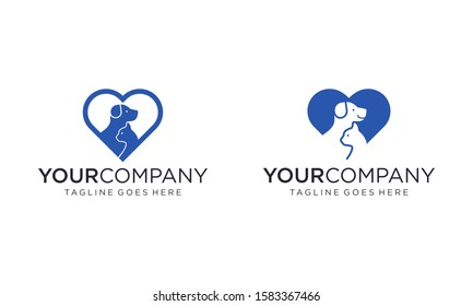 Dog and cat care for pet shop logo design concept 
