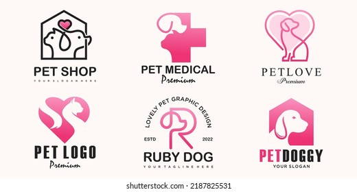 Dog And Cat Care Symbol icon set Logo design Vector Illustration