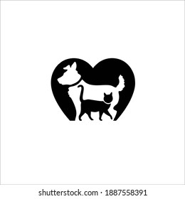 Dog And Cat Care Symbol Logo. Vector Illustration.