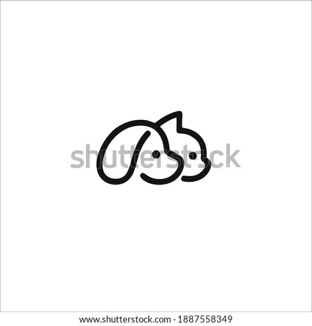 Dog And Cat Care Symbol Logo. Vector Illustration.