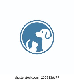 Dog and cat circle logo design. Simple and modern logo design featuring a dog and cat in a circle, perfect for pet-related businesses.