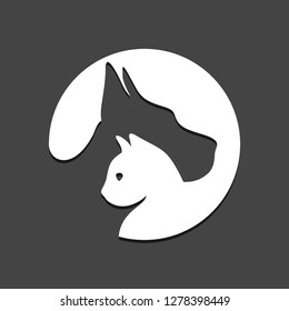 Dog and cat in circle on gray background in vector EPS8