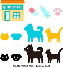 Dog and cat clinic icon set