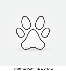 Dog or Cat Cute Paw Print vector thin line concept icon or design element