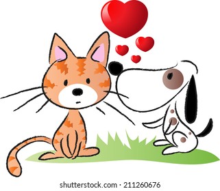 dog and cat fall in love