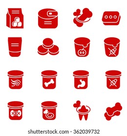 Dog and cat feeding as glyph icons, set one / There are some types of food and snacks for dogs and cats
