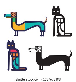 Dog and cat - flat design vector illustration