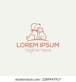 Dog and cat flat logo design isolated vector template
